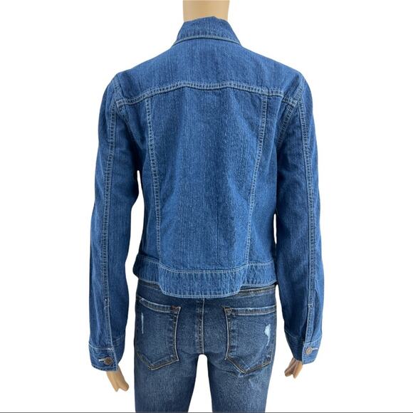 Faded Glory MEDIUM Blue Stonewash Denim Button Up Country Western Jean Jacket - Picture 6 of 8